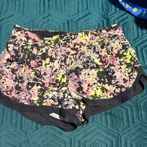 lululemon athletica Black and Pink Floral Athletic Shorts
